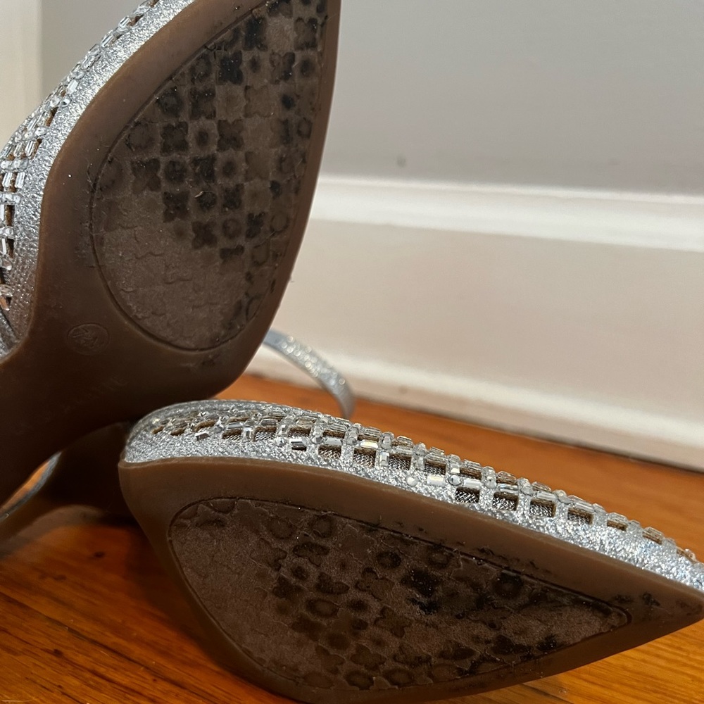 Silver Sparkly Pointed Toe Heels - image 4